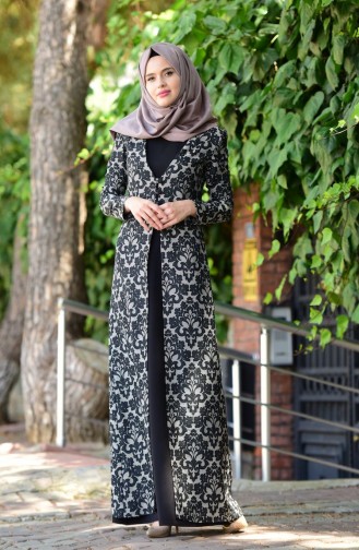 Black Hijab Evening Dress 7013-03
