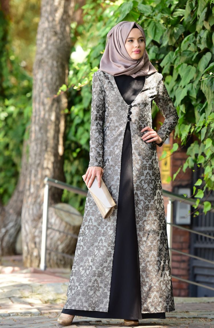 Mink Hijab Evening Dress 7013-02 | Sefamerve