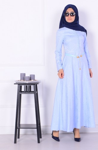 Blau Hijab Kleider 5251-08