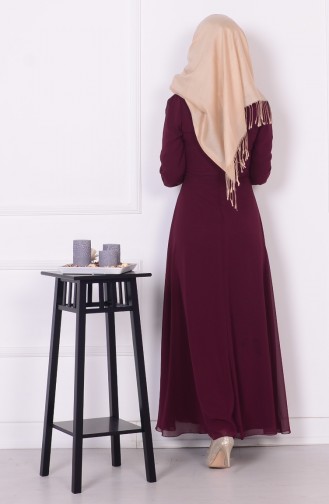 Weinrot Hijab-Abendkleider 2398-06