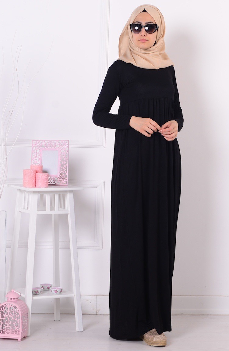 Black Hijab Dress 0729B-04 | Sefamerve