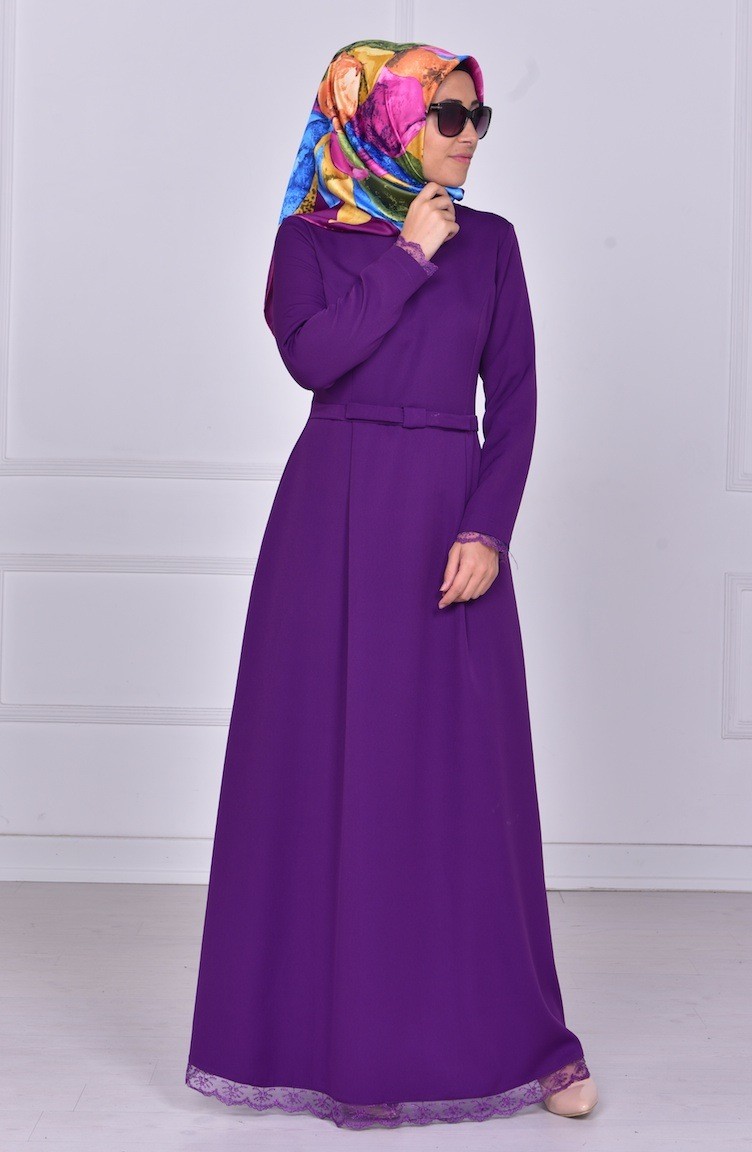 Purple Hijab Dress 4065-05 | Sefamerve