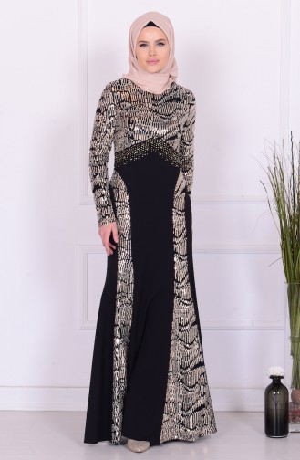 Schwarz Hijab-Abendkleider 5711-01
