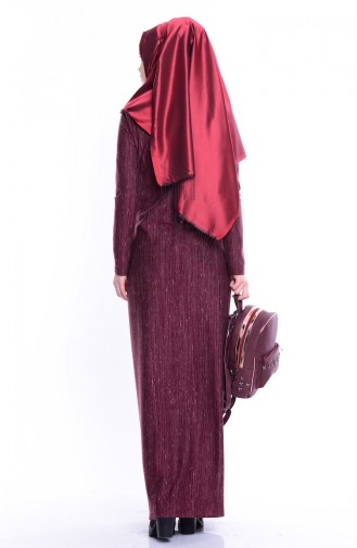 Weinrot Hijab Kleider 2631-03