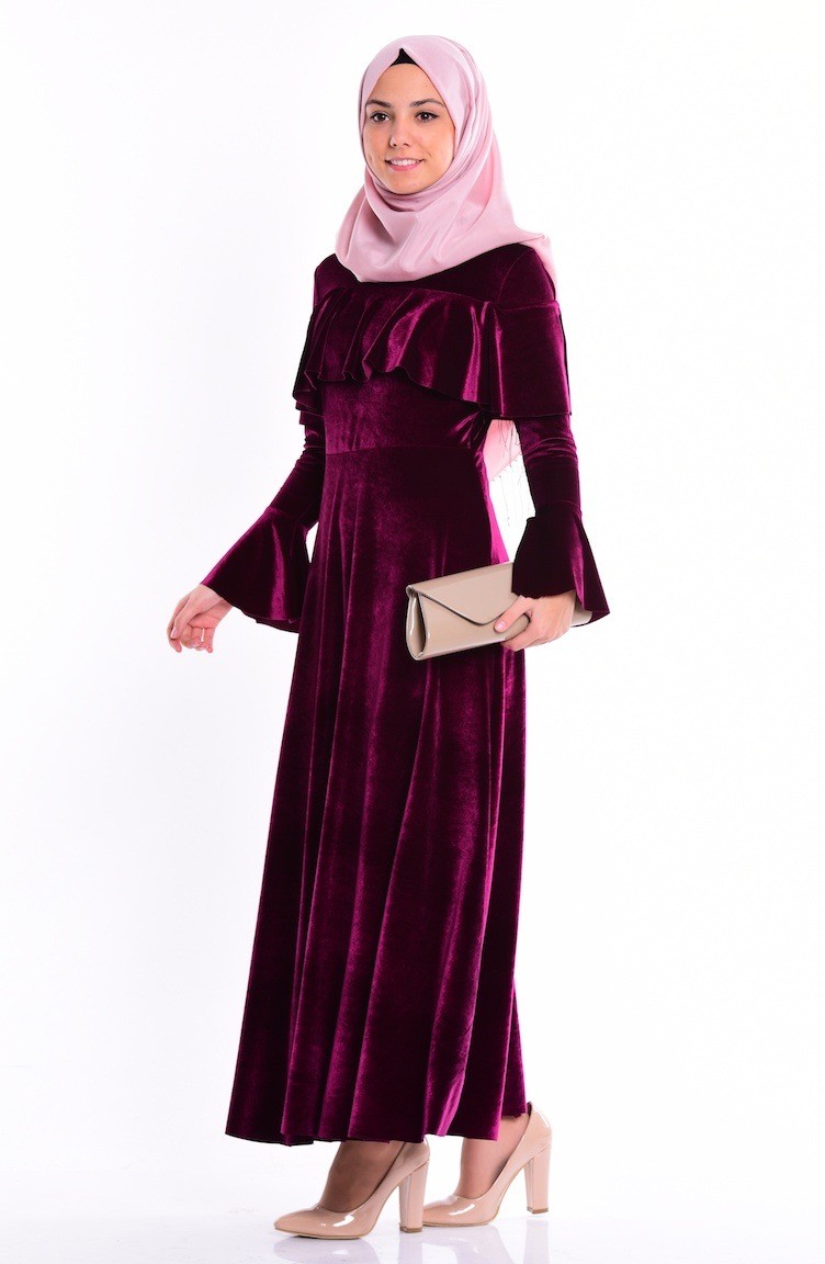 Plum Hijab Dress 4008-01 | Sefamerve