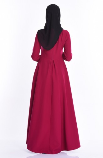Dunkel-Fuchsia Hijab Kleider 4055-16