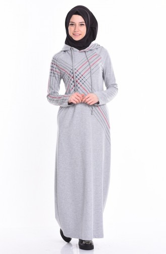 Gray Hijab Dress 1271-03