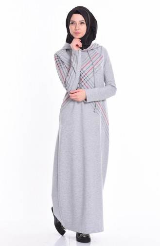 Gray Hijab Dress 1271-03