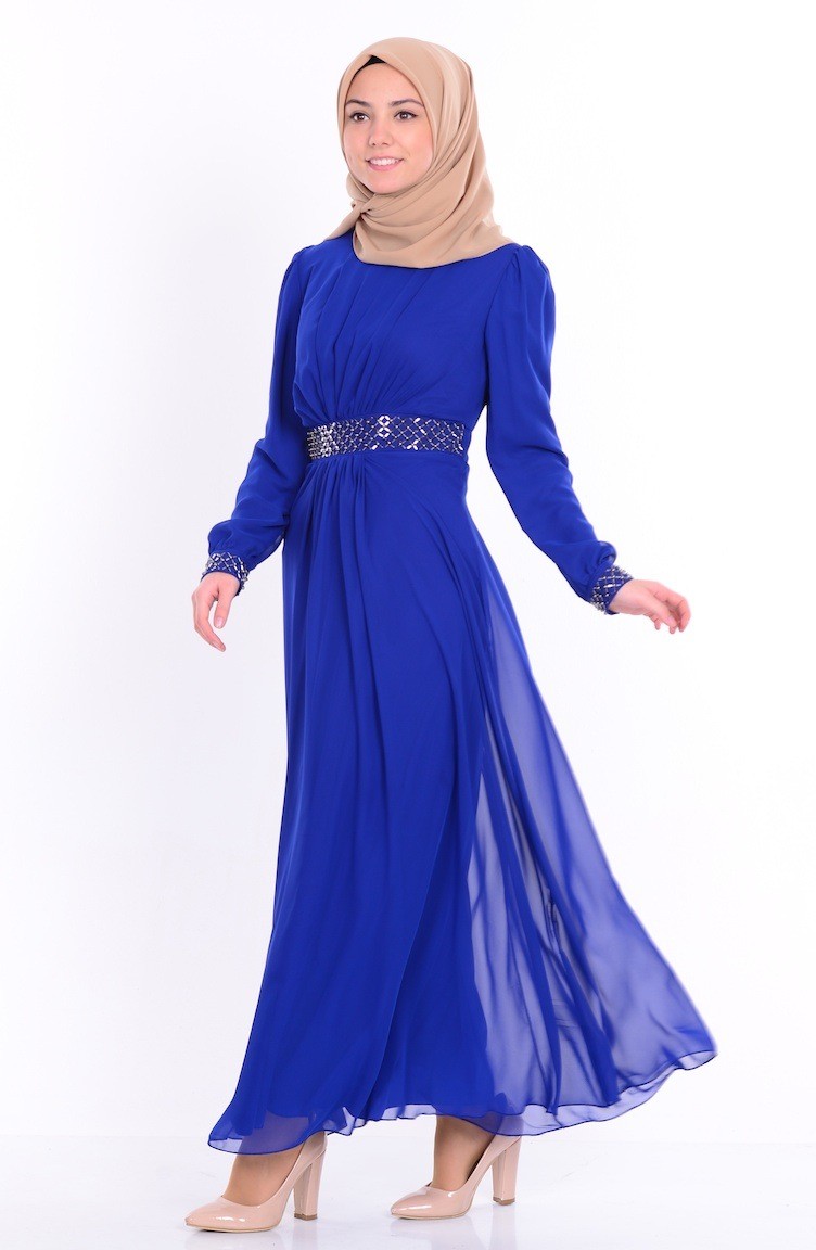 فستان أزرق 1731-06 | Sefamerve