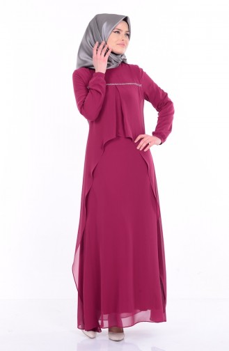 Dunkel-Fuchsia Hijab Kleider 99006-02
