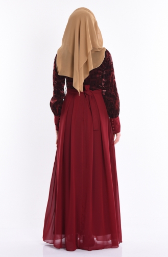 Weinrot Hijab-Abendkleider 99014-02