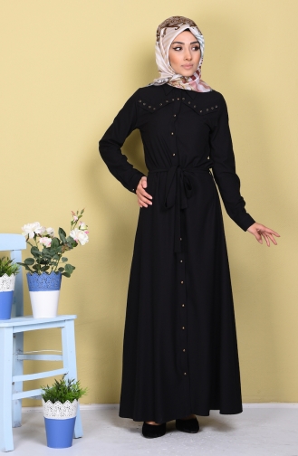 Schwarz Hijab Kleider 61133-05