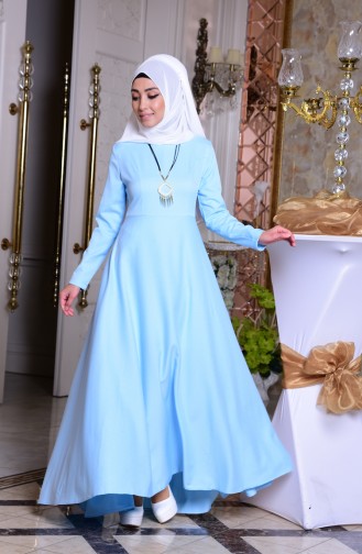 Robe Hijab Bleu Bébé 8053-02