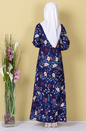 Navy Blue Hijab Dress 1284-02