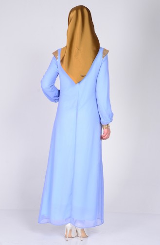 Baby Blue Hijab Evening Dress 2980-03