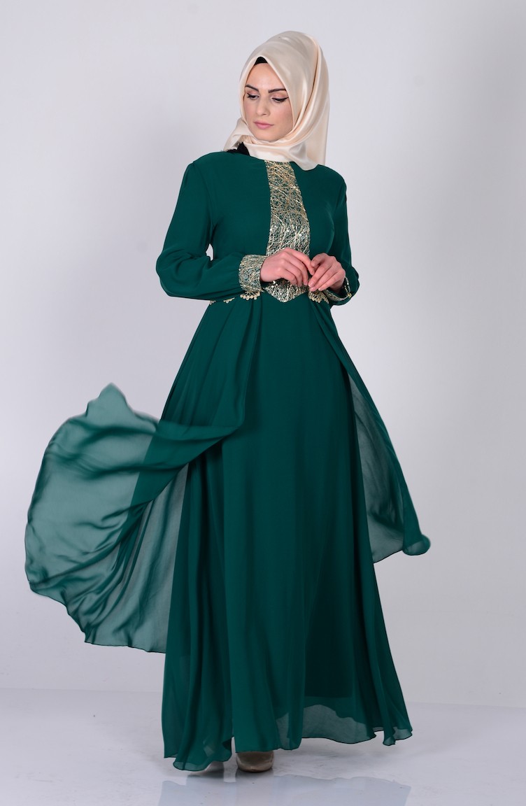 فستان أخضر حشيشي 2863-07 | Sefamerve