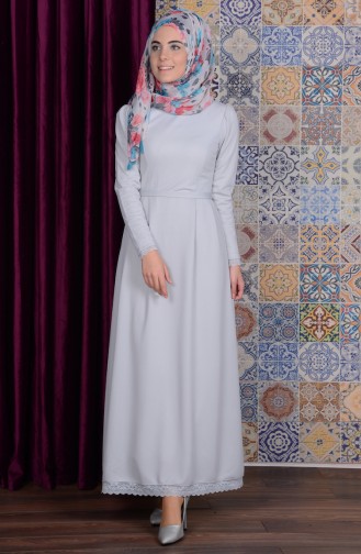 Gray Hijab Dress 6082-06