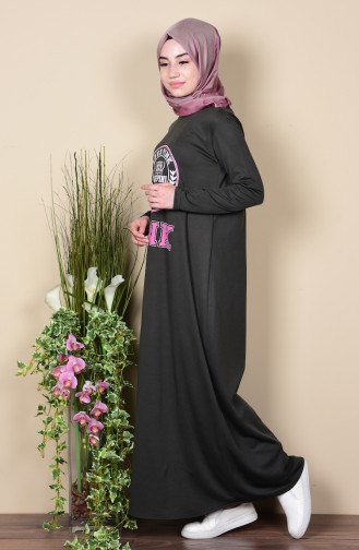 Khaki Hijab Kleider 2084-04