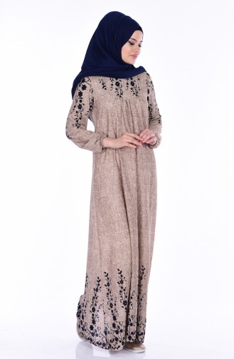 Beige Hijab Kleider 1621-02