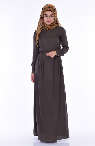 Khaki Hijab Dress 5022-02