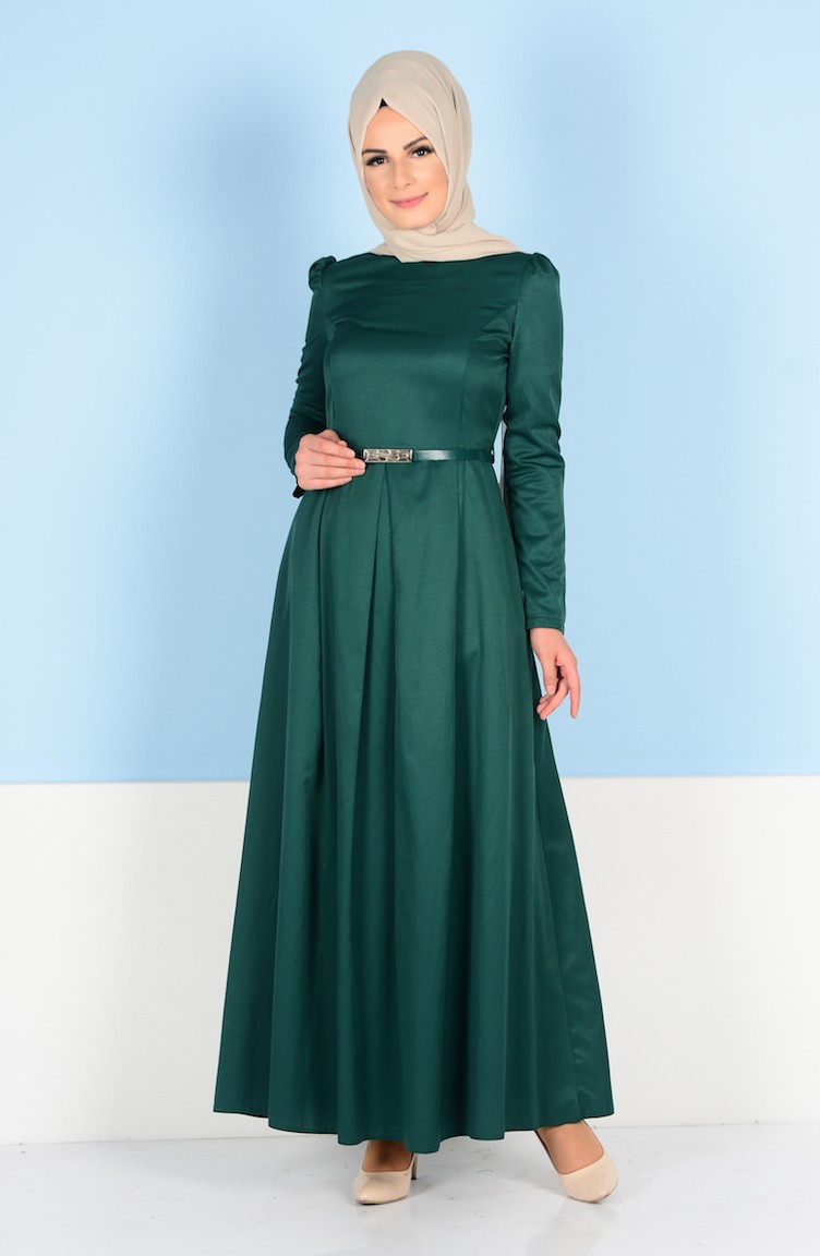 فستان أخضر زمردي 2830-07 | Sefamerve