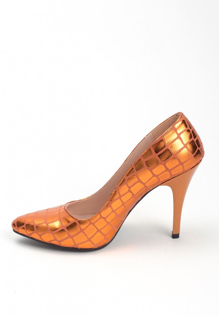 حذاء كعب لون برتقالي 1861 | Sefamerve