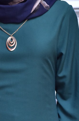 Asymmetrisches Tunika mit Halskette 1134-01 Smaragdgrün 1134-01
