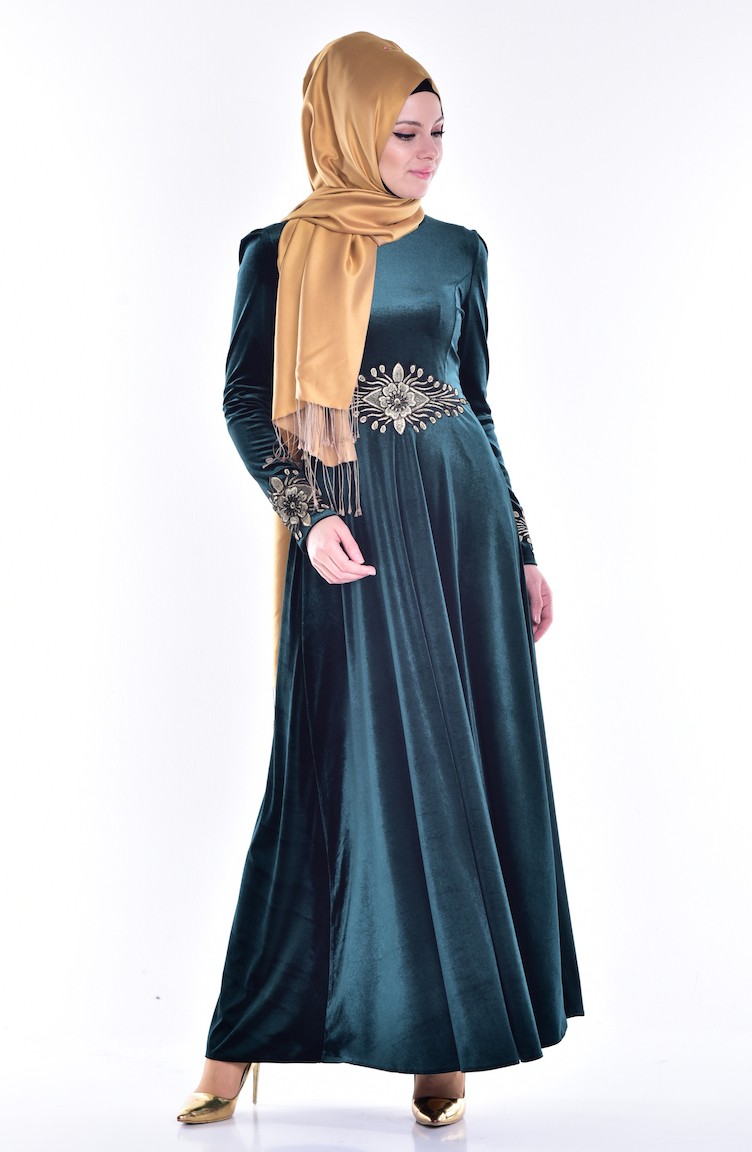 Emerald Green Hijab Dress 1901-01 | Sefamerve
