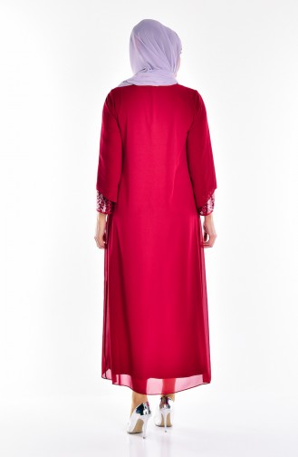 Weinrot Hijab-Abendkleider 2180-03