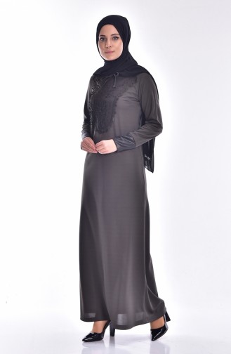 Khaki Hijab Kleider 2126-06