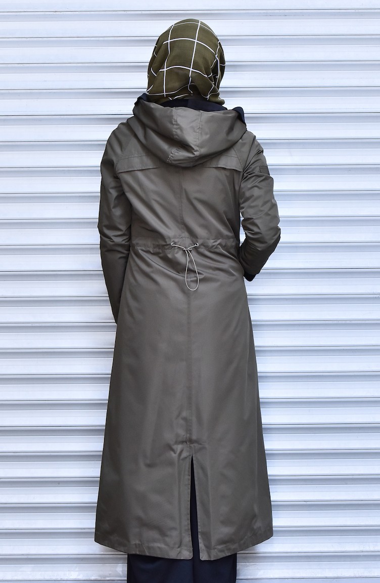 شوكران معطف واق من المطر بتصميم موصول بقبعة و كباس 35775-05 لون أخضر كاكي  35775-05 | Sefamerve