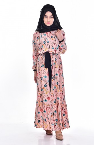 Lachsrosa Hijab Kleider 6072-01