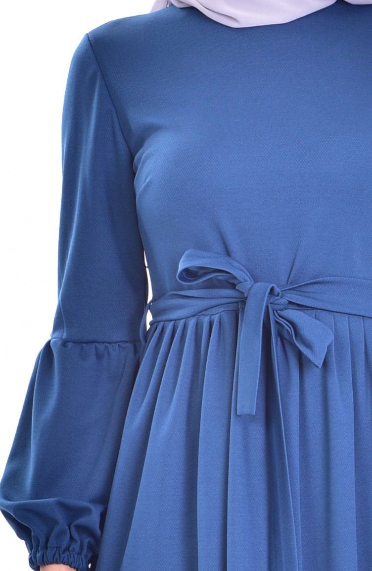 فستان أزرق زيتي داكن 5103-07 | Sefamerve