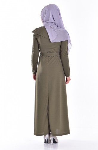 Khaki Hijab Dress 3654-01