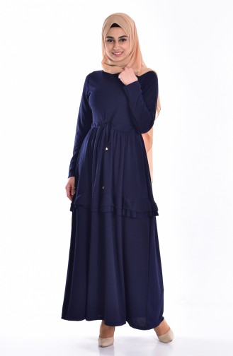 Navy Blue Hijab Dress 3655-04