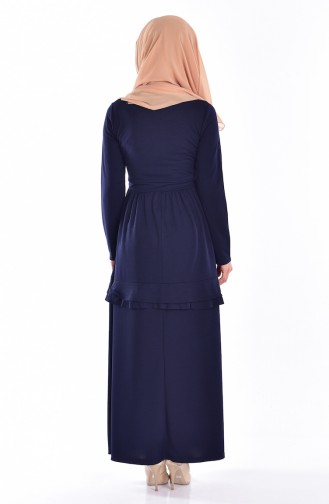 Navy Blue Hijab Dress 3655-04