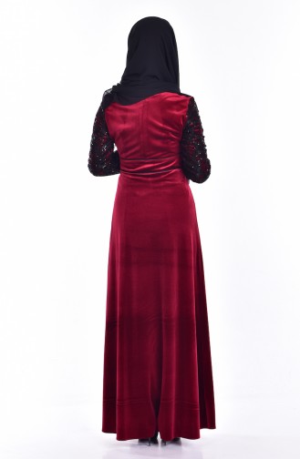 Claret Red Hijab Dress 7867-05