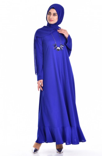 فستان بتصميم أكمام اسبانية مُزين بقلادة 0143-01 لون أزرق 0143-01