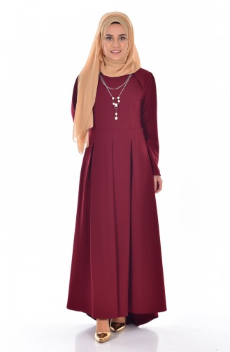 Claret Red Hijab Dress 4098-11