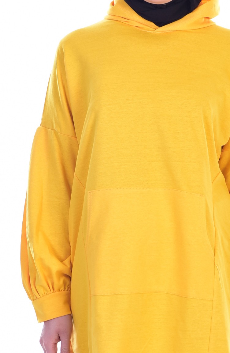 Kapüşonlu Sweatshirt 2322-04 Sarı | Sefamerve