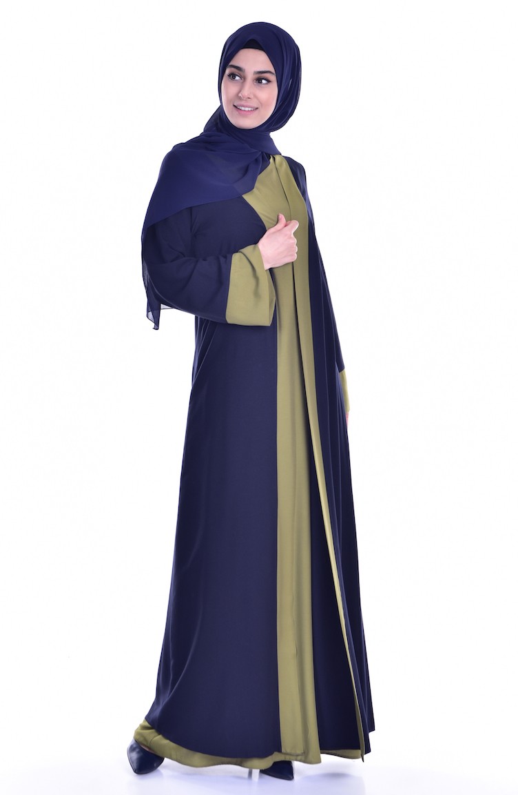 Elbise Ferace İkili Takım 6015-08 Lacivert Yağ Yeşili 6015-08 | Sefamerve