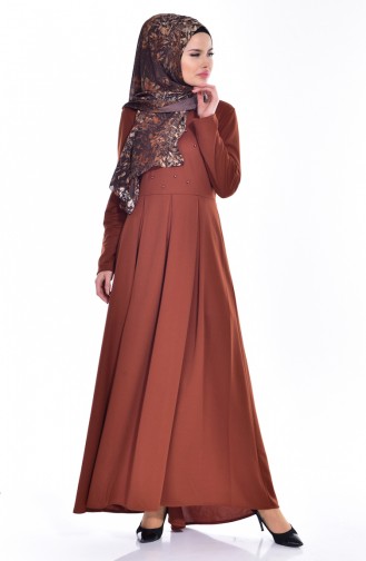Tan Hijab Dress 8030-03