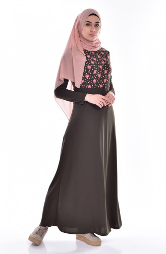 Dark Khaki Hijab Dress 2007-06