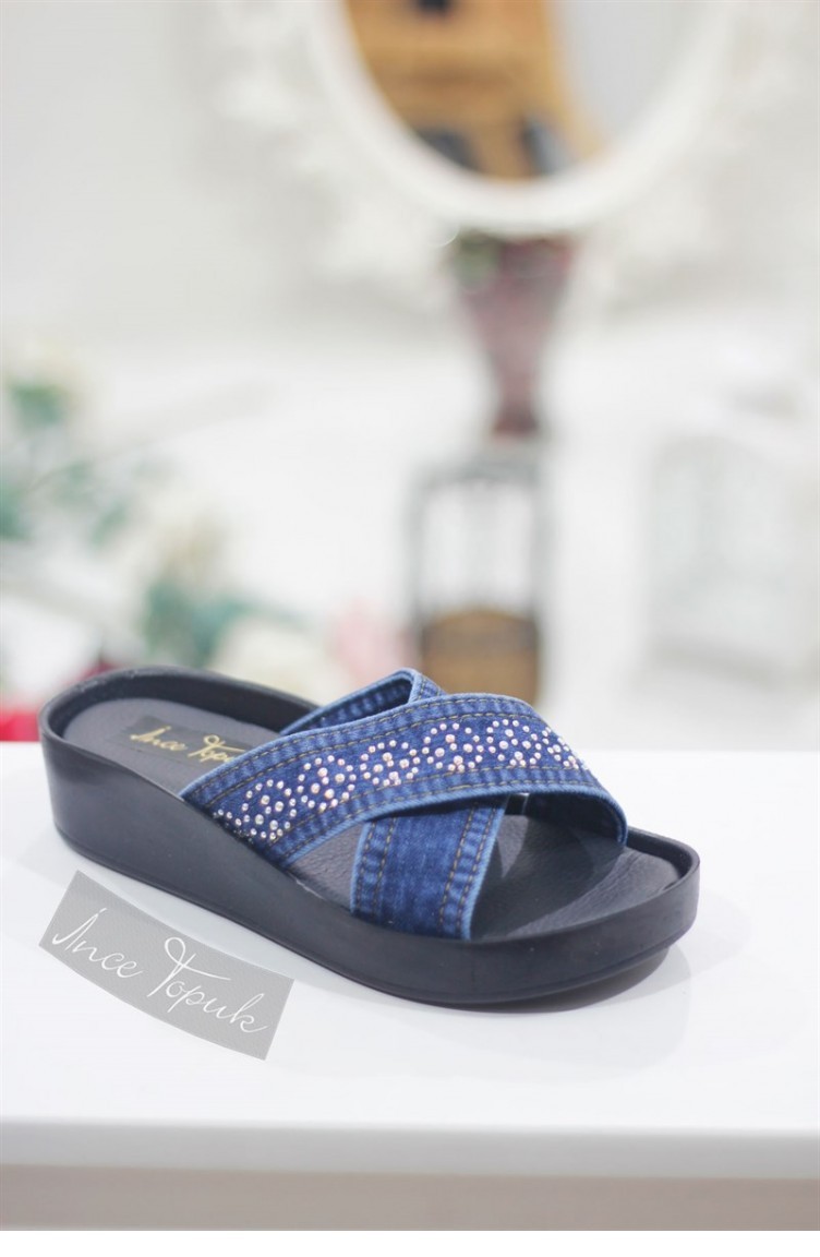 Navy Blue Summer slippers 8YAZA0220012 | Sefamerve