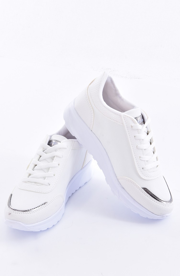 حذاء رياضي نسائي 0755-05 لون أبيض وبلاتين 0755-05 | Sefamerve