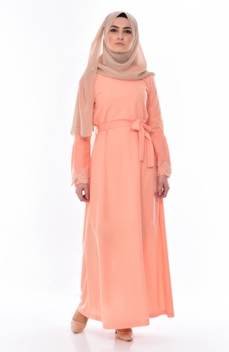 Dark Salmon Hijab Dress 3695-11