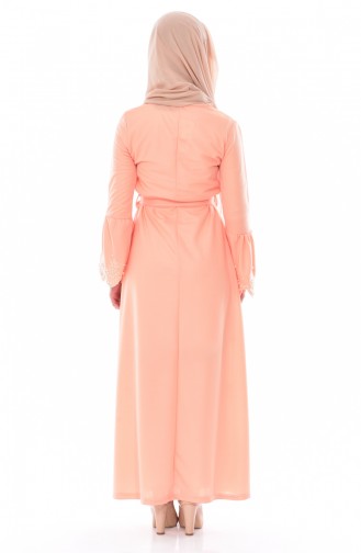 Dark Salmon Hijab Dress 3695-11