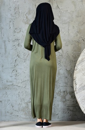 Sıfır Yaka Basic Elbise 1802-03 Haki