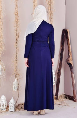 Navy Blue Hijab Dress 5042-06