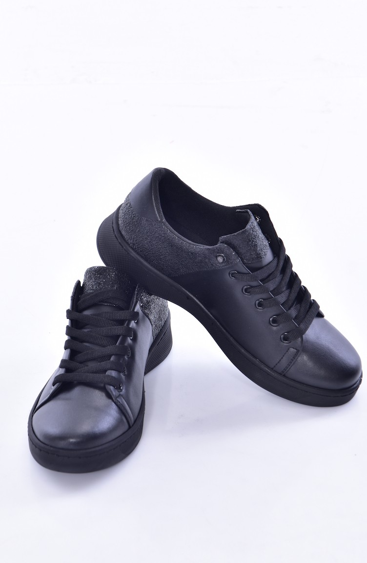 Sneaker Bayan Ayakkabı 50221-04 Siyah Siyah | Sefamerve